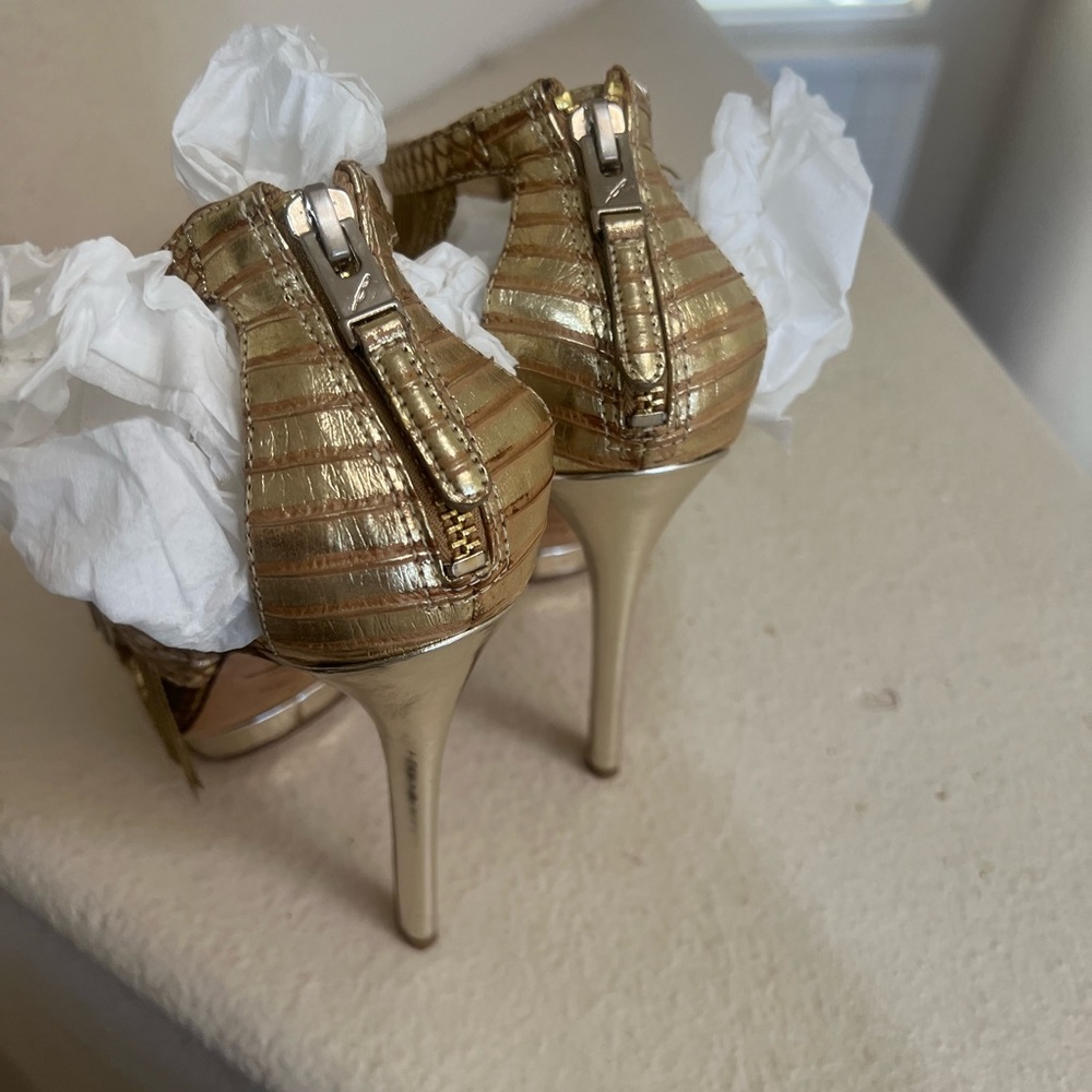 Brian Atwood Gold Fringe Sexy Heels Holiday Party Christmas New Year shoes 7 - Picture 5 of 8